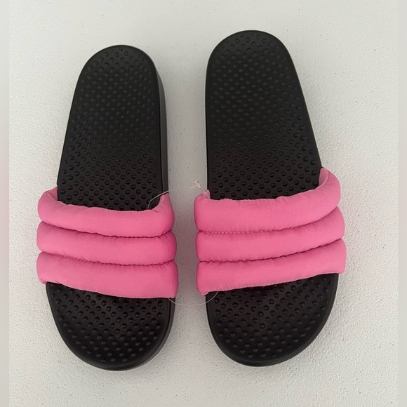 Pink Women Slides Pink Fabric Summer Coastal Core Beach Casual Comfy Sz M - Picture 1 of 8
